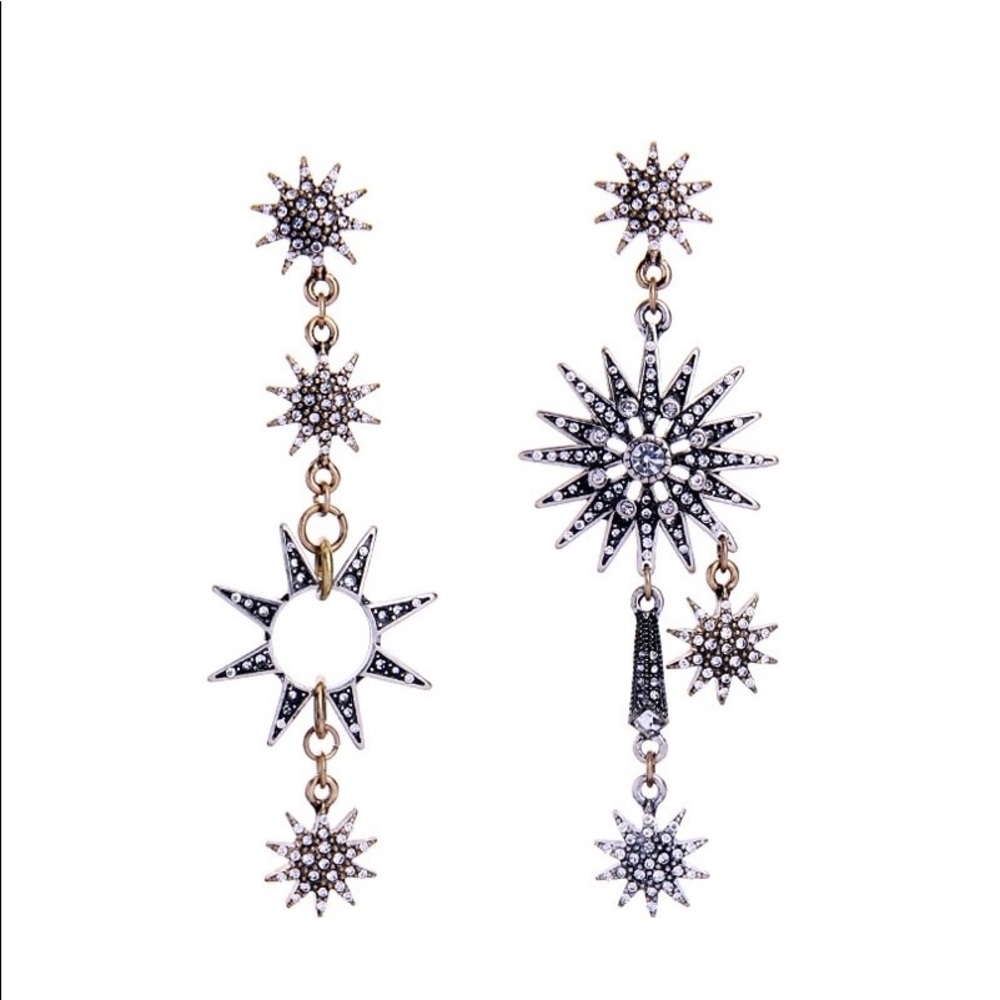 Gold and Silver Rhinestone Mismatched Earrings - Picture 6 of 8